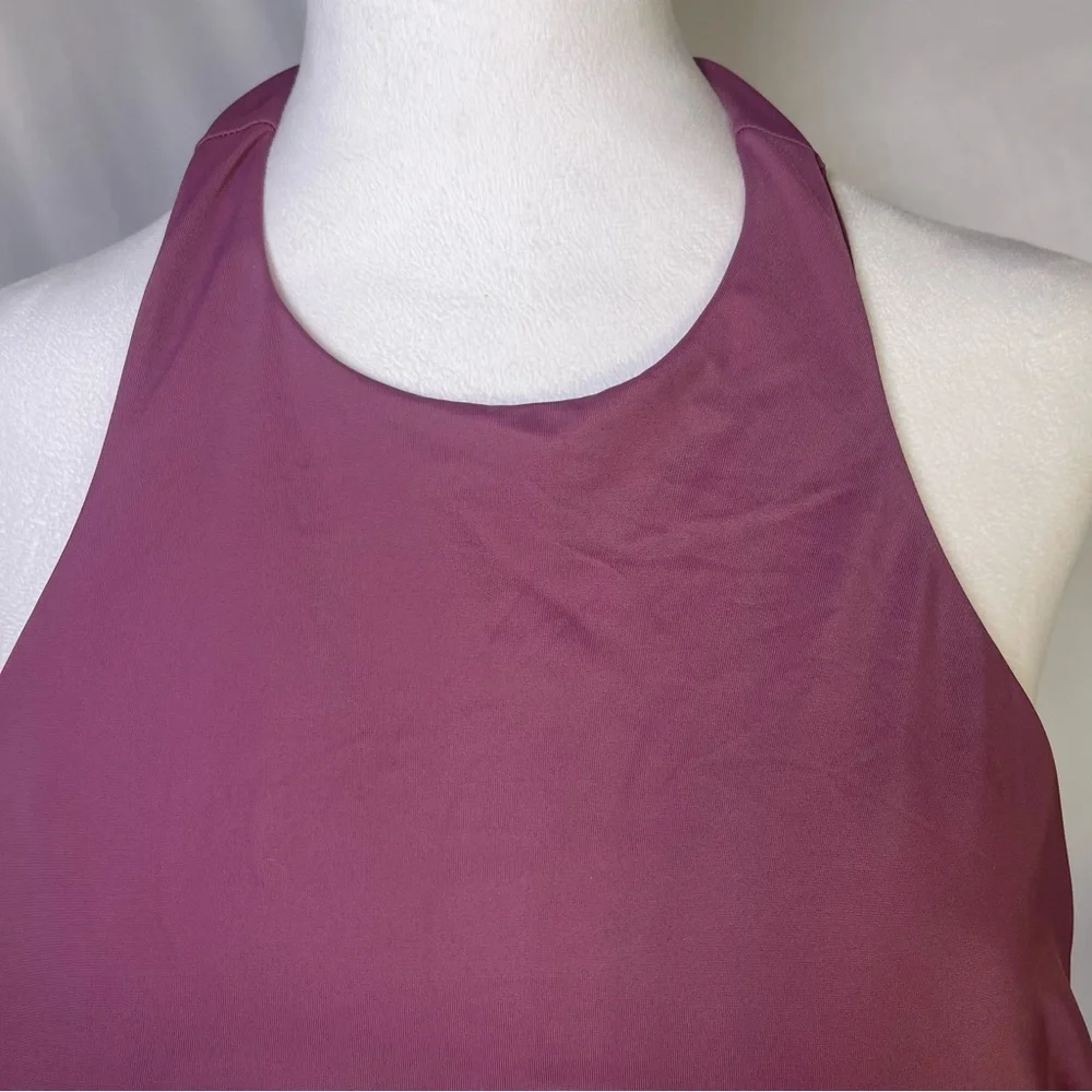 Andie The Luzon‎ One-Piece Halter Swimsuit Cactus Flower Purple Mauve Size L
